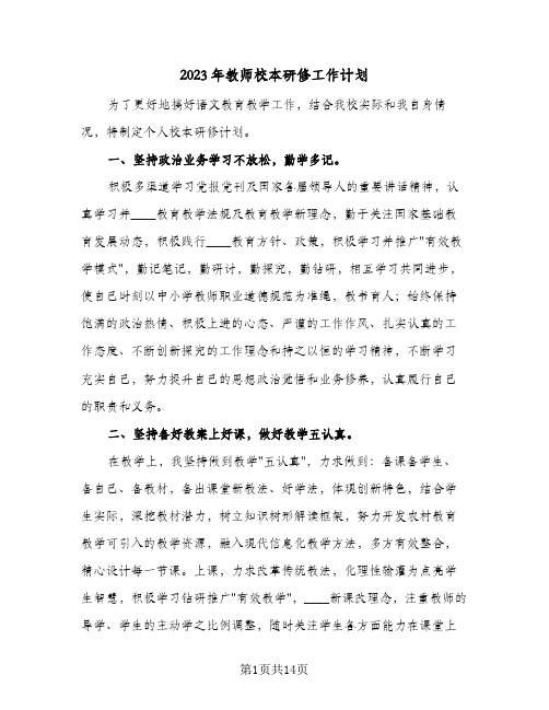 2023年教师校本研修工作计划(5篇)