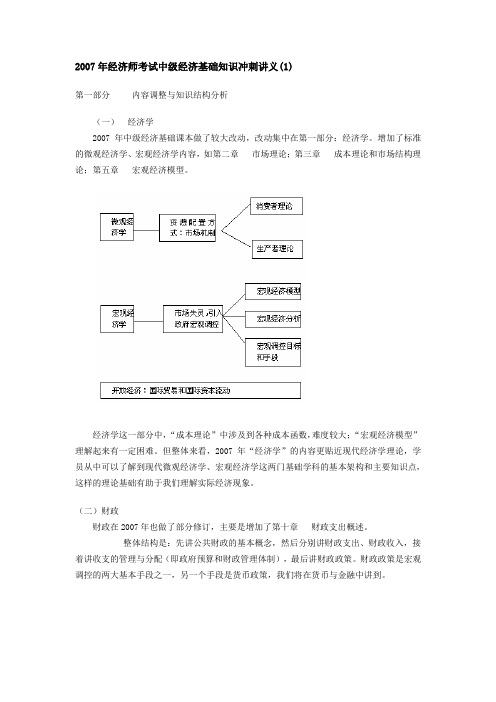 2007年经济师考试中级经济基础知识冲刺讲义范文