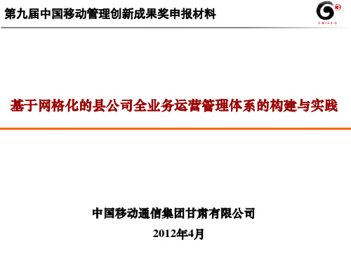 基于网格化的县公司全业务运营管理体系的构建与实践