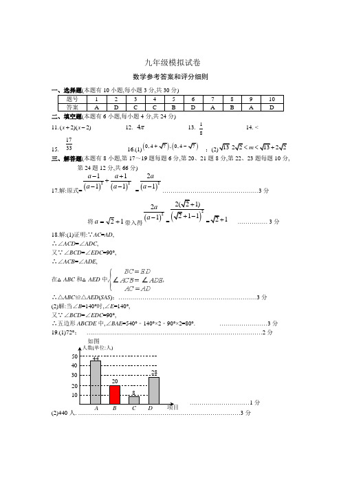 2018年4月浙江省学考选考湖州市吴兴区2017学年第二学期初三数学中考一模数学试题参考答案