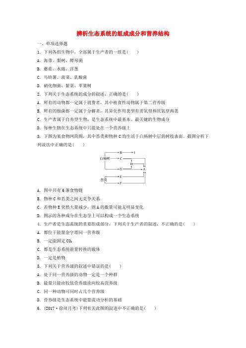 江苏专用高考生物重难点强化练第62练辨析生态系统的组成成分和营养结构新人教版