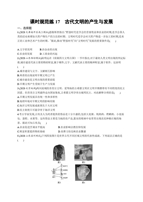 2022年(新教材)新高考历史一轮复习练习:课时规范练17 古代文明的产生与发展