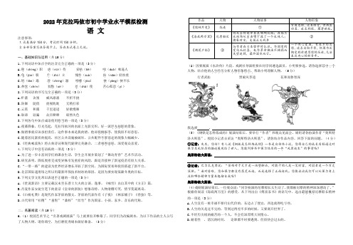 2022年新疆克拉玛依市中考模拟语文试题(含答案)