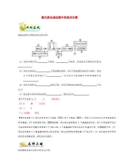 2018_2019学年高中生物每日一题蛋白质合成过程中的相关计算(含解析)新人教版