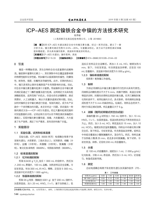 ICP-AES测定镍铁合金中镍的方法技术研究