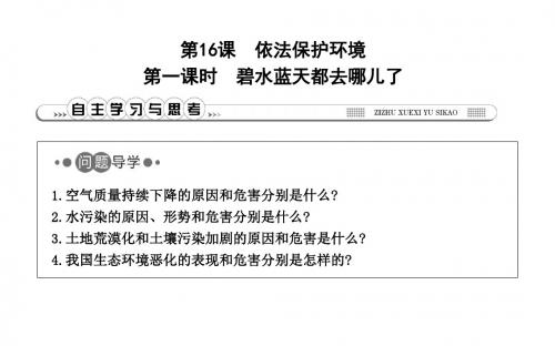 2019春鲁人教版七年级道德与法治道德与法治下册:第16课 依法保护环境第一课时 碧水蓝天都去哪儿了