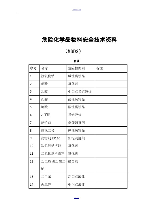 危险化学品安全技术说明(MSDS)