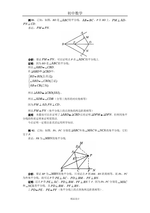 初中数学专题训练--三角形--角的平分线