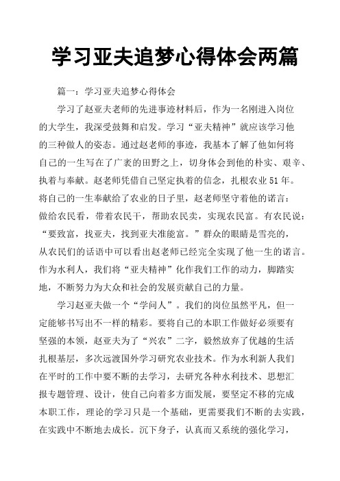 学习亚夫追梦心得体会两篇