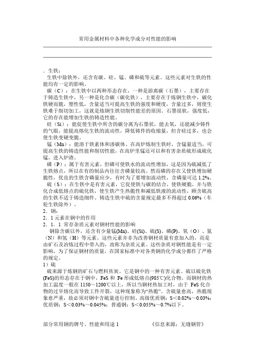 常用金属材料中各种化学成分对性能的影响 (2)