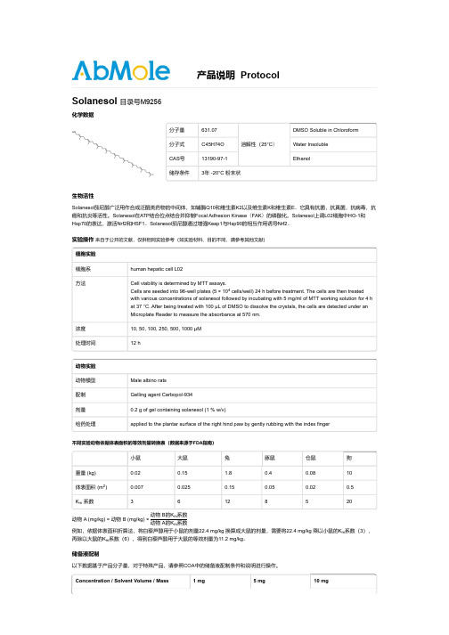 Solanesol_AbMole中国_CAS号13190-97-1_M9256说明书Protocol