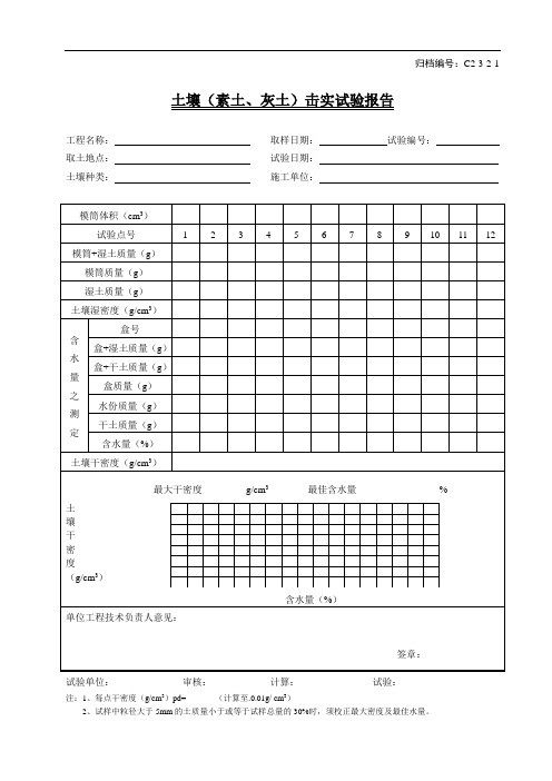 土壤(素土灰土)击实试验报告