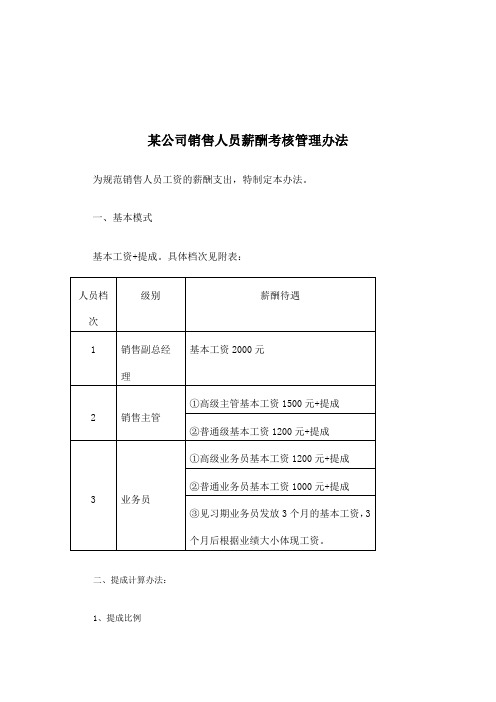 《某it公司销售人员薪酬考核管理办法》