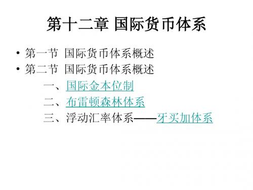 第十二、九章 国际货币体系与汇率决定理论