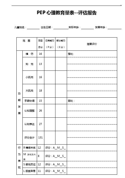 PEP-3心理教育提高量表评估分析