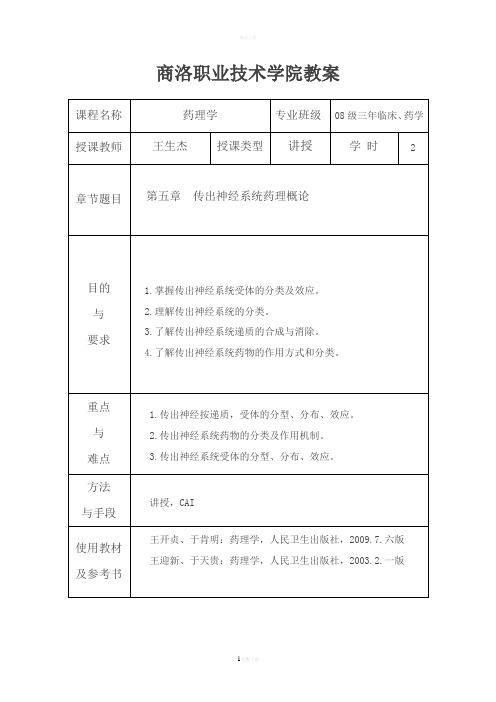 1.传出神经药理学概论