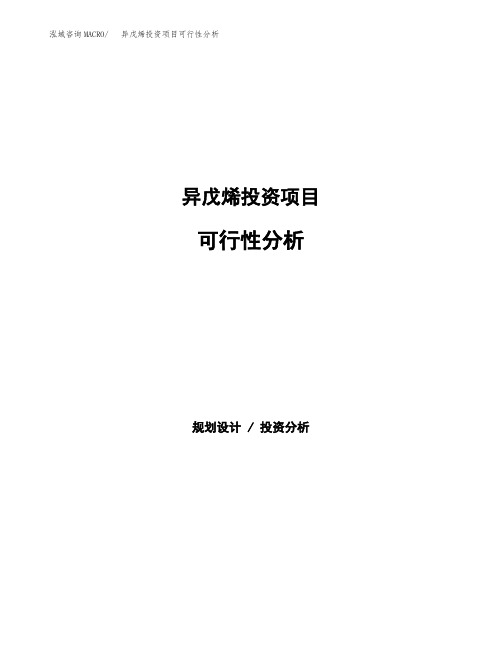 异戊烯投资项目可行性分析
