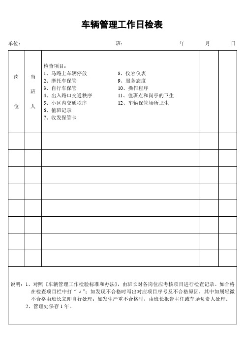 车辆管理工作日检表 (2).doc