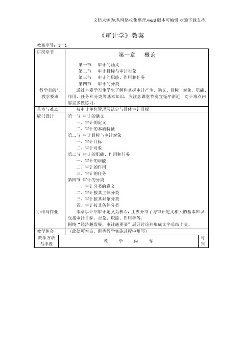 审计学授课教案