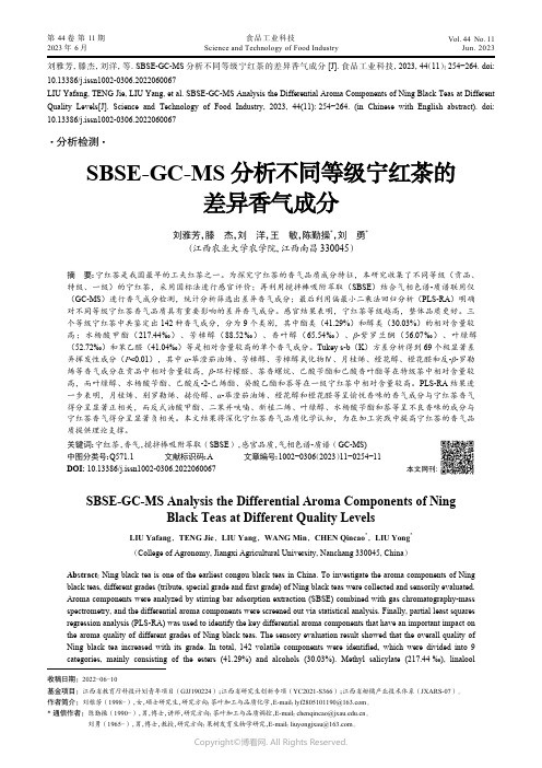 211251902_SBSE-GC-MS分析不同等级宁红茶的差异香气成分