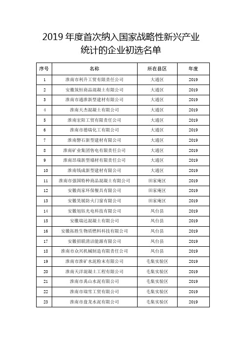 2019年度首次纳入国家战略性新兴产业