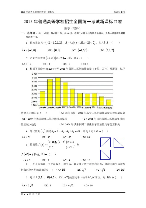 15年高考真题——理科数学(新课标II卷)