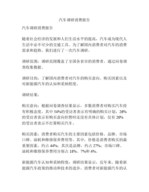 汽车调研消费报告