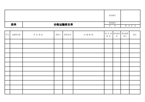 订单追踪表、合格运输商名单、销售日报表、销售出货月报表