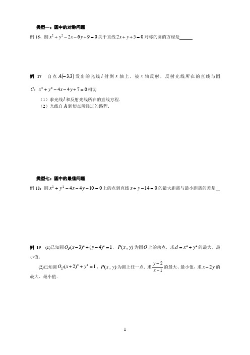 圆与方程难题分类