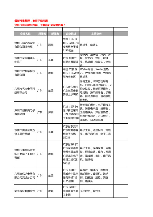 新版广东省烙铁头工商企业公司商家名录名单联系方式大全515家