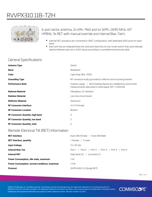 CommScope 6-接口扇形天线产品说明书