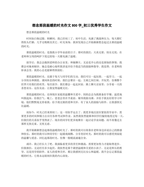 想念那段温暖的时光作文800字_初三优秀学生作文