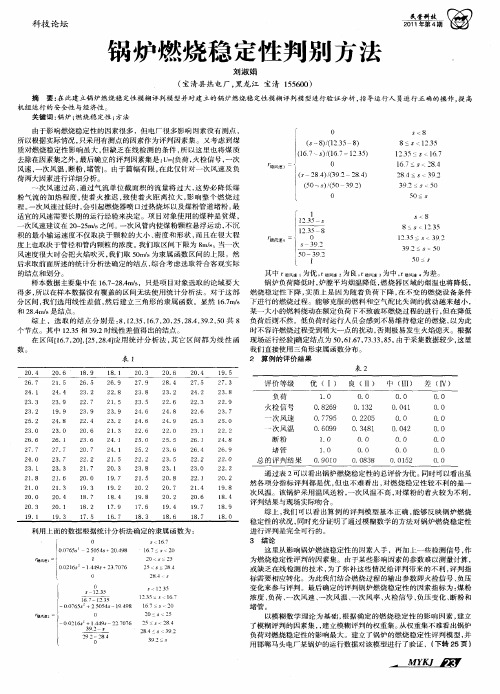 锅炉燃烧稳定性判别方法