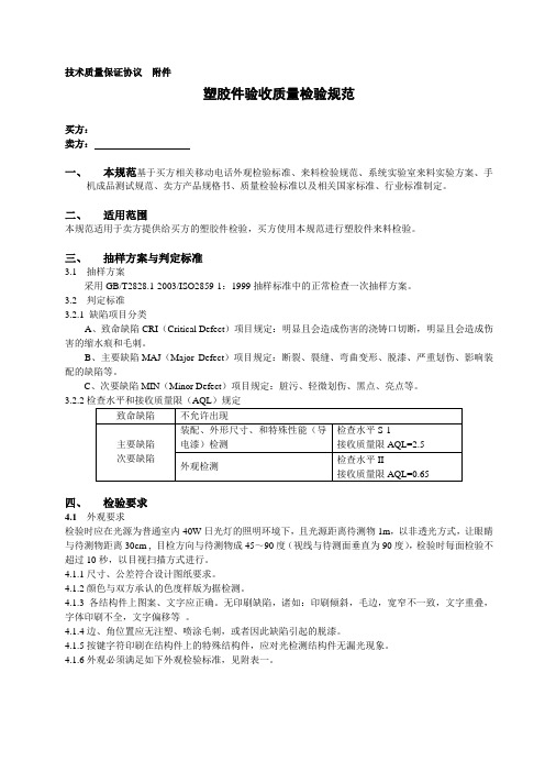 塑胶件验收质量检验规范