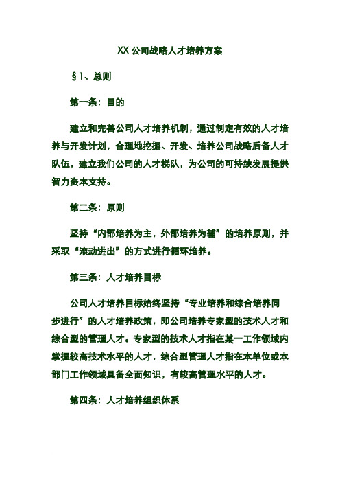 XX公司战略人才培养方案