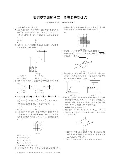 专题复习训练卷二·数学苏科版九下-特训班