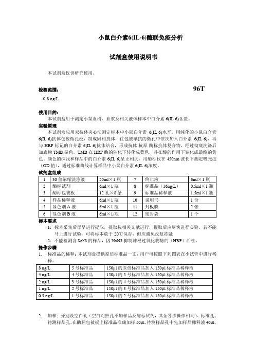 小鼠白介素6(IL-6)酶联免疫分析