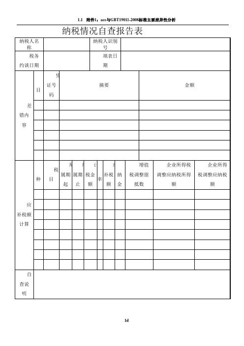 纳税情况自查报告表