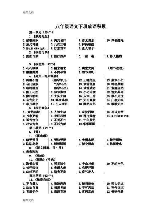 八年级语文下册成语积累资料