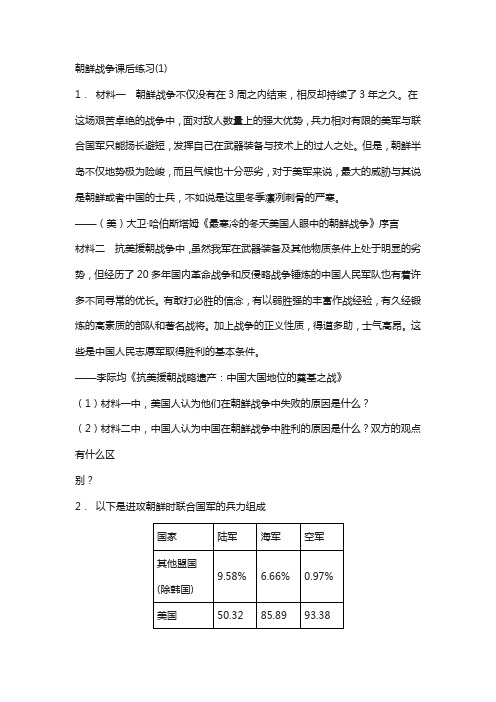 江苏省2018届高考历史复习专项练习：朝鲜战争(1) 含答案