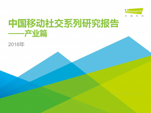 2016年中国移动社交行业系列研究报告-产业篇