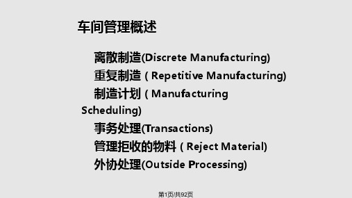 SAPERP培训车间管理培训PPT课件