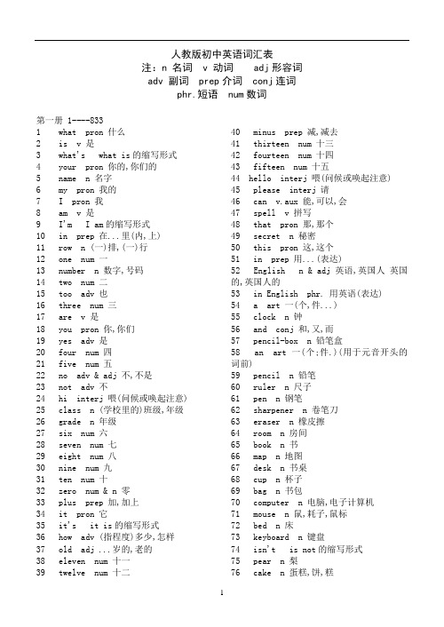 初中英语词汇表(人民教育出版社)[1]