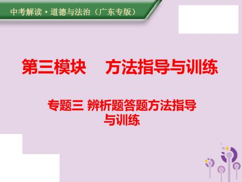 (广东专版)2019年中考道德与法治解读总复习方法指导专题三辨析题答题方法指导与训练课件