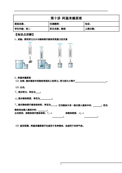 (完整word)初二物理阿基米德原理教学讲义