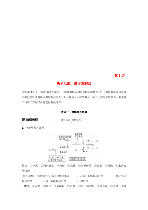 2019版高考化学一轮复习 第二章 化学物质及其变化 第6讲 离子共存 离子的检验和推断学案