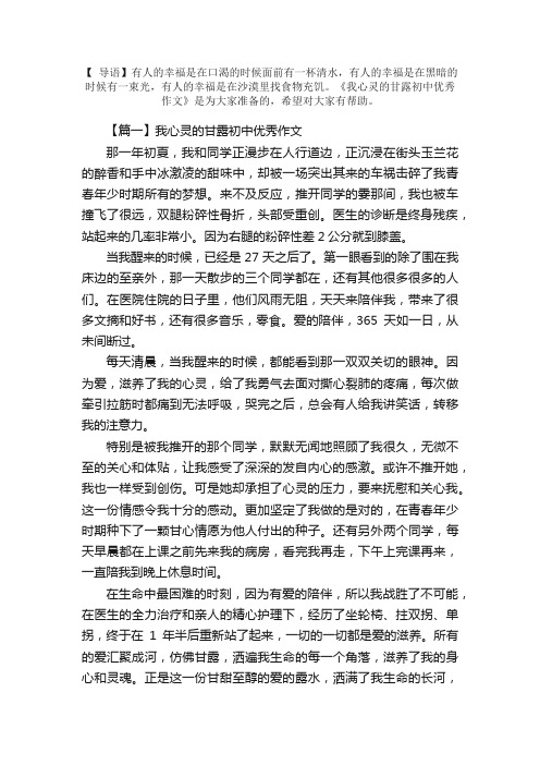 我心灵的甘露初中优秀作文