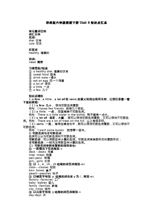 译林版六年级英语下册Unit3知识点汇总