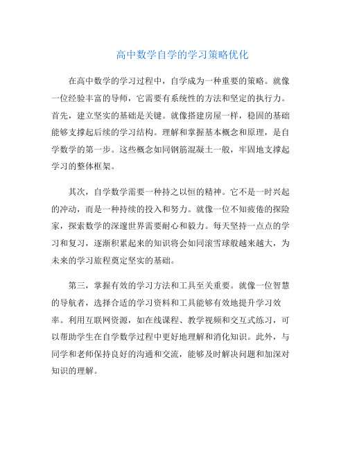 高中数学自学的学习策略优化