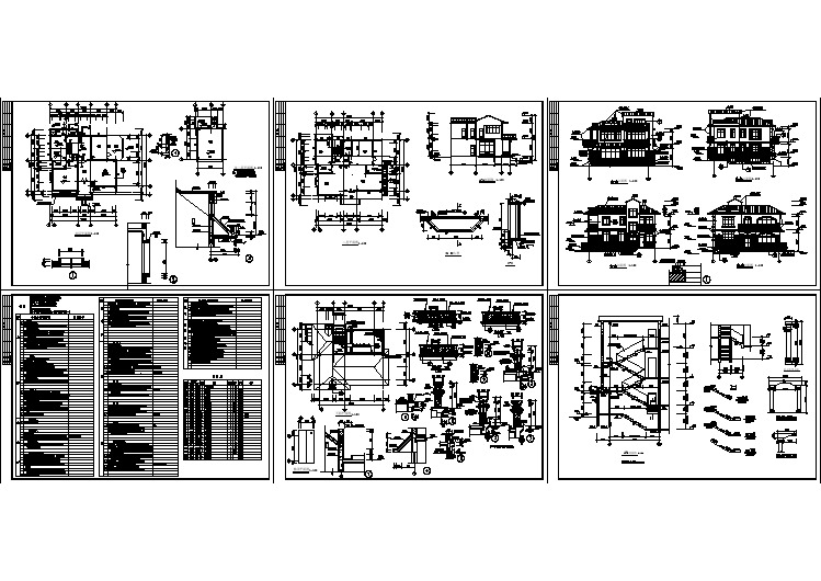 比较详细的别墅建筑cad设计图（共6张）